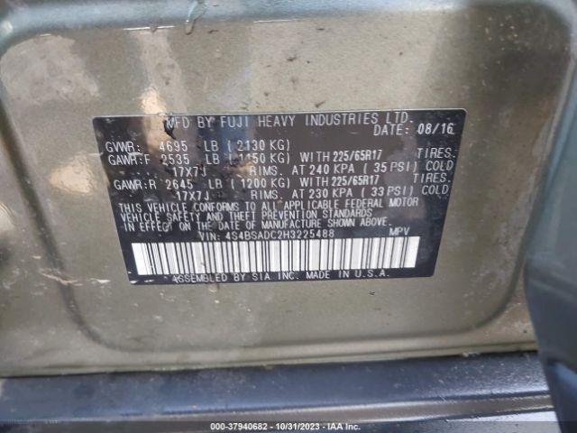 Photo 8 VIN: 4S4BSADC2H3225488 - SUBARU OUTBACK 