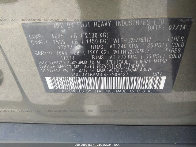 Photo 8 VIN: 4S4BSADC4F3209497 - SUBARU OUTBACK 