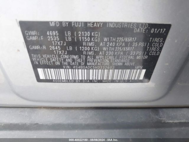 Photo 8 VIN: 4S4BSADC5H3332602 - SUBARU OUTBACK 