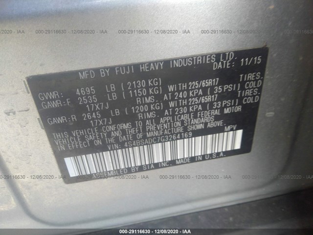 Photo 8 VIN: 4S4BSADC7G3264169 - SUBARU OUTBACK 