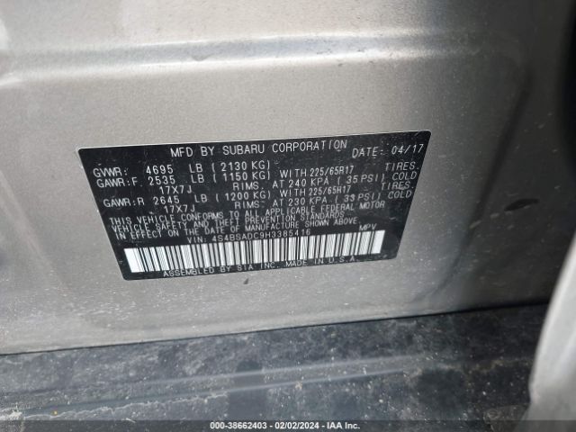 Photo 8 VIN: 4S4BSADC9H3385416 - SUBARU OUTBACK 