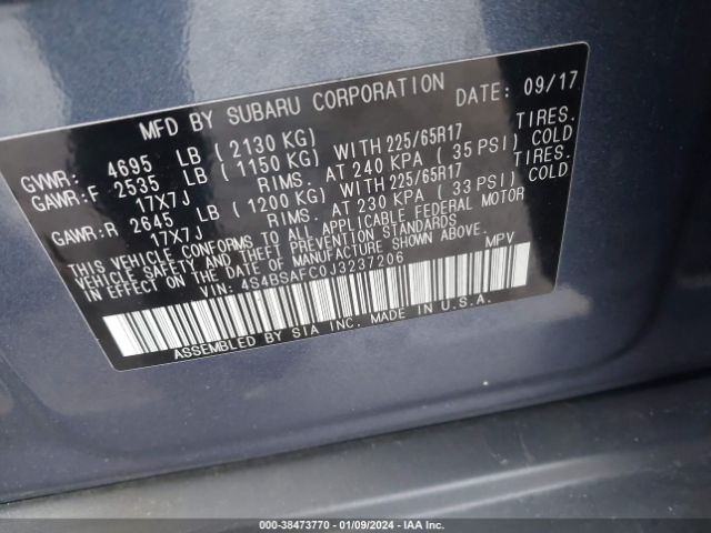 Photo 8 VIN: 4S4BSAFC0J3237206 - SUBARU OUTBACK 