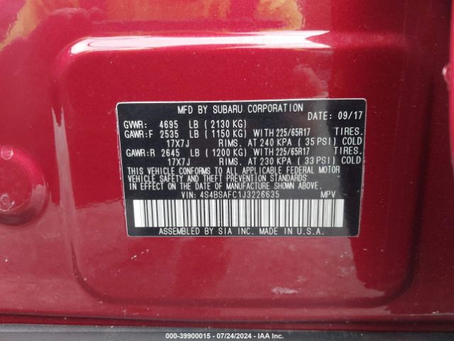 Photo 8 VIN: 4S4BSAFC1J3226635 - SUBARU OUTBACK 