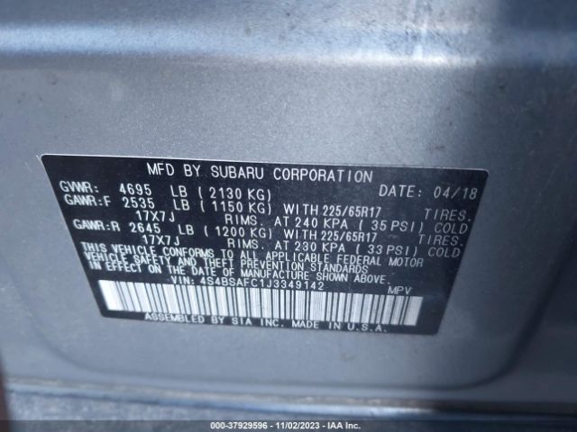 Photo 8 VIN: 4S4BSAFC1J3349142 - SUBARU OUTBACK 