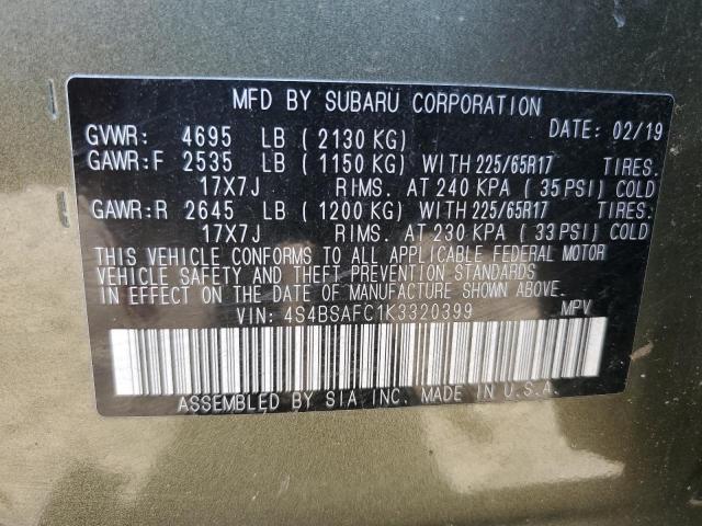 Photo 13 VIN: 4S4BSAFC1K3320399 - SUBARU OUTBACK 2. 