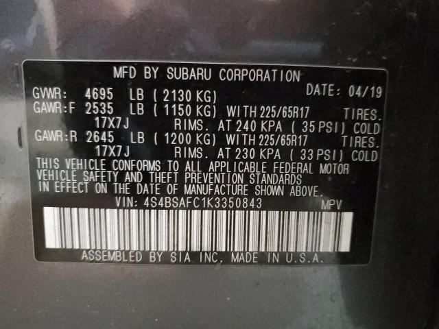 Photo 12 VIN: 4S4BSAFC1K3350843 - SUBARU OUTBACK 