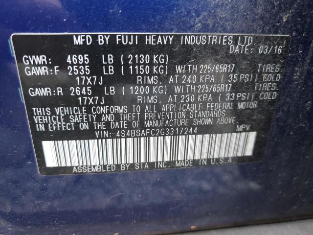 Photo 12 VIN: 4S4BSAFC2G3317244 - SUBARU OUTBACK 2. 