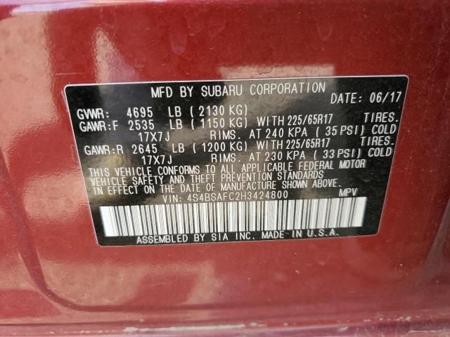 Photo 9 VIN: 4S4BSAFC2H3424800 - SUBARU OUTBACK 2. 