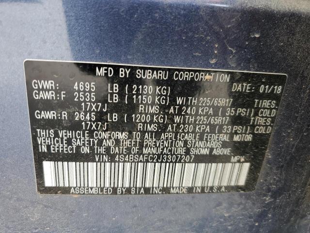 Photo 12 VIN: 4S4BSAFC2J3307207 - SUBARU OUTBACK 