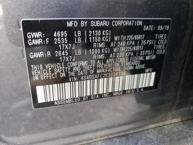 Photo 11 VIN: 4S4BSAFC2K3236138 - SUBARU OUTBACK 