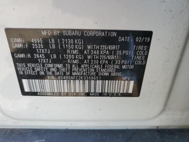 Photo 11 VIN: 4S4BSAFC2K3308651 - SUBARU OUTBACK 2. 