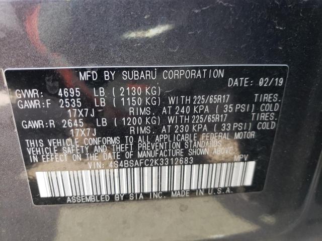 Photo 13 VIN: 4S4BSAFC2K3312683 - SUBARU OUTBACK 2. 