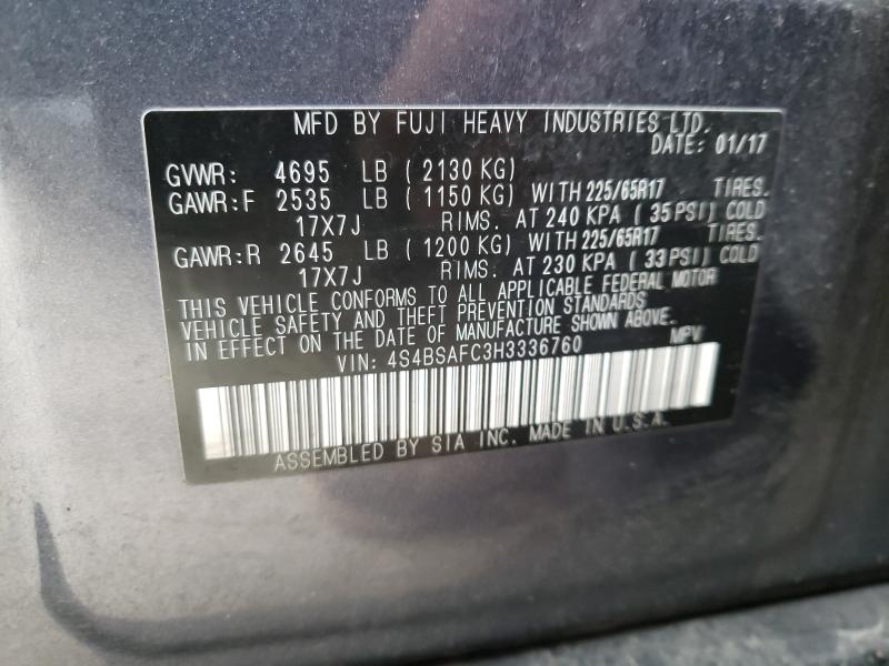 Photo 9 VIN: 4S4BSAFC3H3336760 - SUBARU OUTBACK 