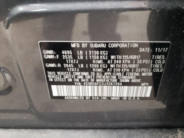 Photo 9 VIN: 4S4BSAFC3J3267204 - SUBARU OUTBACK 