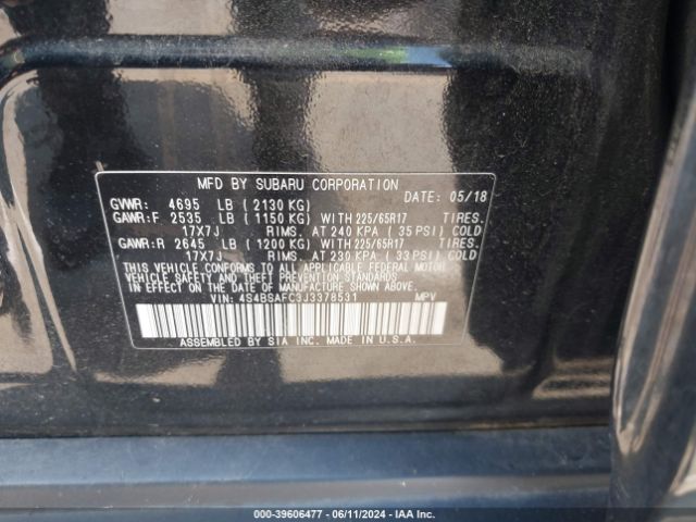 Photo 8 VIN: 4S4BSAFC3J3378531 - SUBARU OUTBACK 