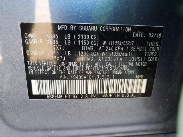 Photo 9 VIN: 4S4BSAFC4J3329211 - SUBARU OUTBACK 2. 