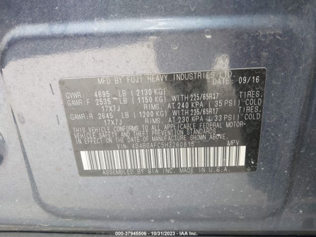 Photo 8 VIN: 4S4BSAFC5H3260815 - SUBARU OUTBACK 