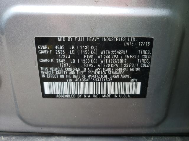 Photo 9 VIN: 4S4BSAFC5H3314632 - SUBARU OUTBACK 2. 