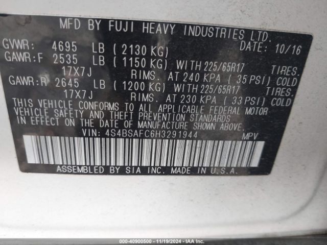 Photo 8 VIN: 4S4BSAFC6H3291944 - SUBARU OUTBACK 