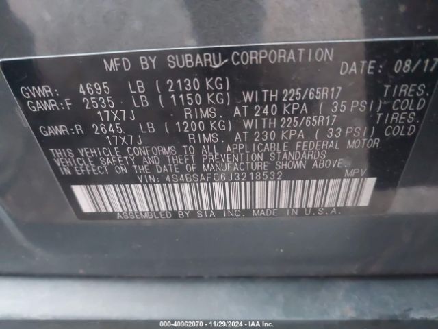 Photo 8 VIN: 4S4BSAFC6J3218532 - SUBARU OUTBACK 