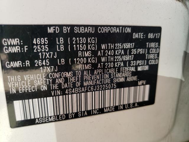 Photo 9 VIN: 4S4BSAFC6J3225075 - SUBARU OUTBACK 2. 