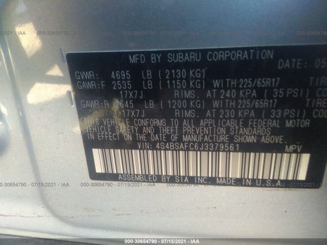 Photo 8 VIN: 4S4BSAFC6J3379561 - SUBARU OUTBACK 