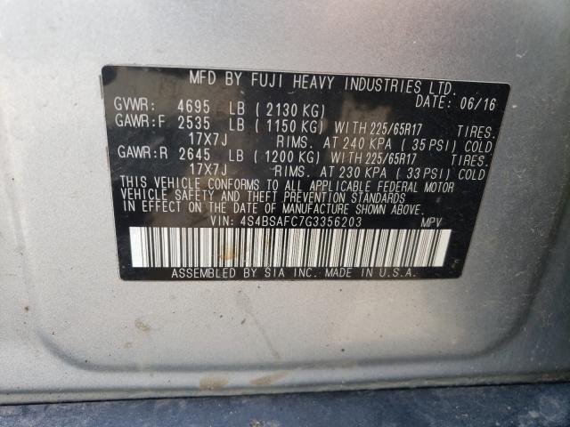 Photo 9 VIN: 4S4BSAFC7G3356203 - SUBARU OUTBACK 2. 