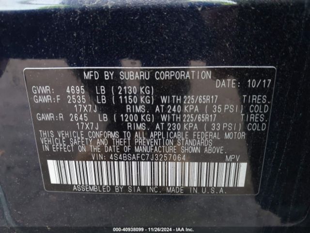 Photo 8 VIN: 4S4BSAFC7J3257064 - SUBARU OUTBACK 