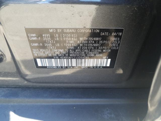 Photo 9 VIN: 4S4BSAFC7J3354085 - SUBARU OUTBACK 