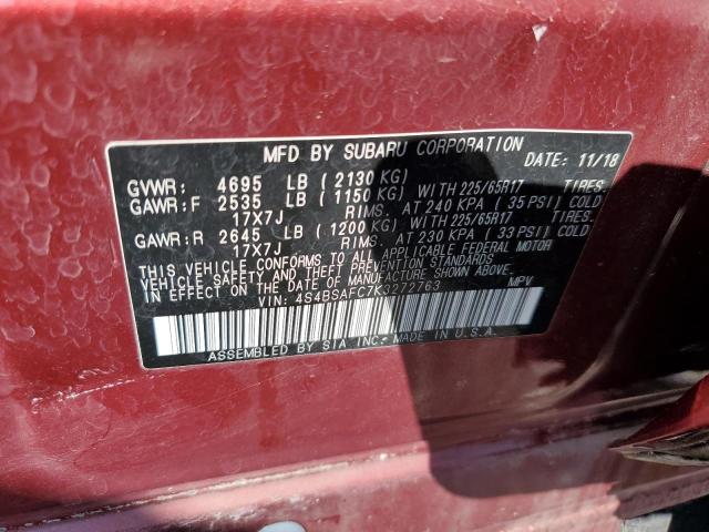 Photo 12 VIN: 4S4BSAFC7K3272763 - SUBARU OUTBACK 