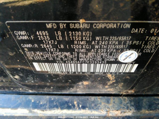 Photo 8 VIN: 4S4BSAFC7K3293435 - SUBARU OUTBACK 