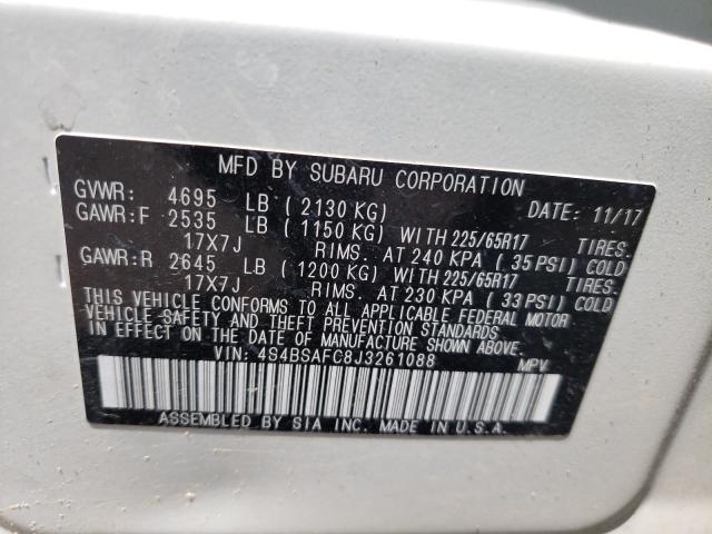 Photo 9 VIN: 4S4BSAFC8J3261088 - SUBARU OUTBACK 2. 