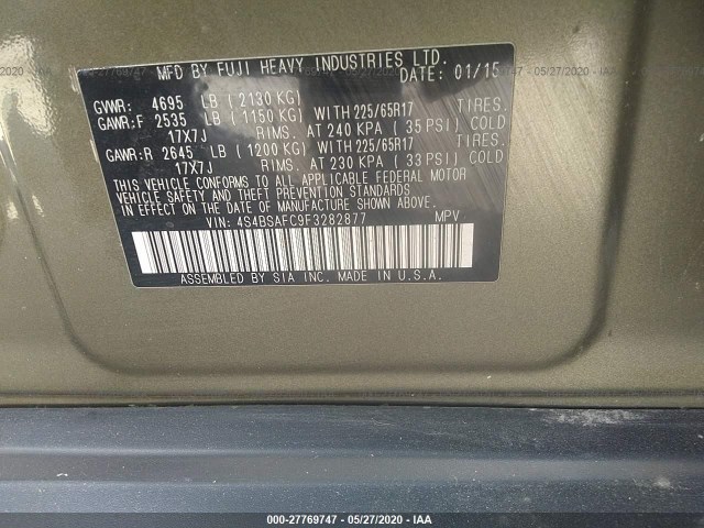 Photo 8 VIN: 4S4BSAFC9F3282877 - SUBARU OUTBACK 