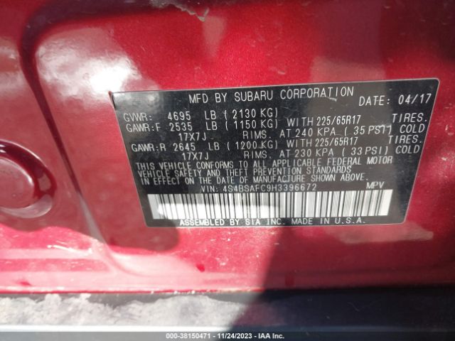 Photo 8 VIN: 4S4BSAFC9H3396672 - SUBARU OUTBACK 