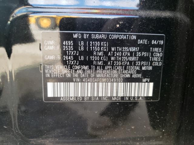 Photo 9 VIN: 4S4BSAFC9K3349102 - SUBARU OUTBACK 2. 