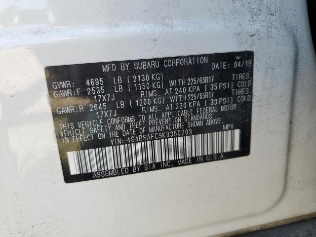 Photo 12 VIN: 4S4BSAFC9K3350203 - SUBARU OUTBACK 