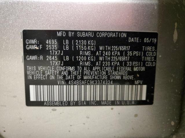 Photo 11 VIN: 4S4BSAFC9K3374324 - SUBARU OUTBACK 