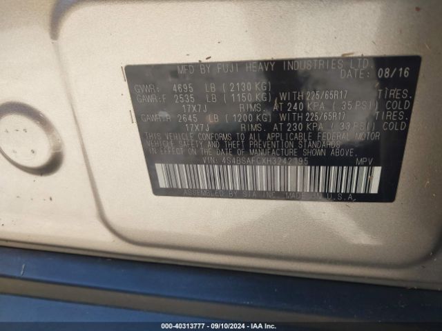 Photo 8 VIN: 4S4BSAFCXH3242195 - SUBARU OUTBACK 