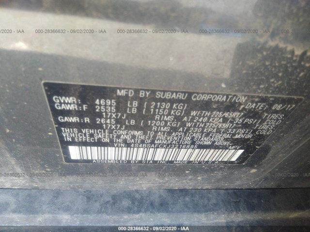 Photo 8 VIN: 4S4BSAFCXJ3216895 - SUBARU OUTBACK 