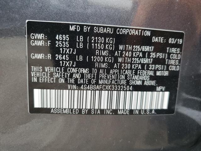 Photo 11 VIN: 4S4BSAFCXK3332504 - SUBARU OUTBACK 