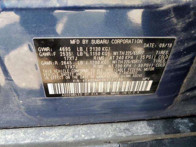 Photo 12 VIN: 4S4BSAHC0K3231288 - SUBARU OUTBACK 2. 