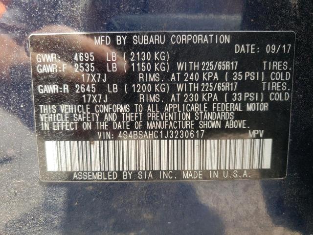 Photo 12 VIN: 4S4BSAHC1J3230617 - SUBARU OUTBACK 