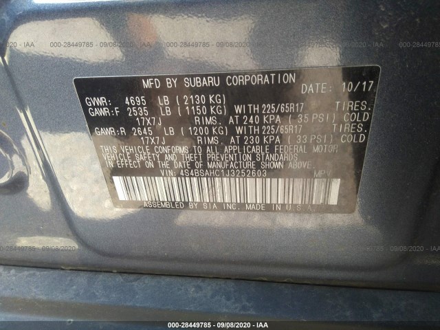 Photo 8 VIN: 4S4BSAHC1J3252603 - SUBARU OUTBACK 