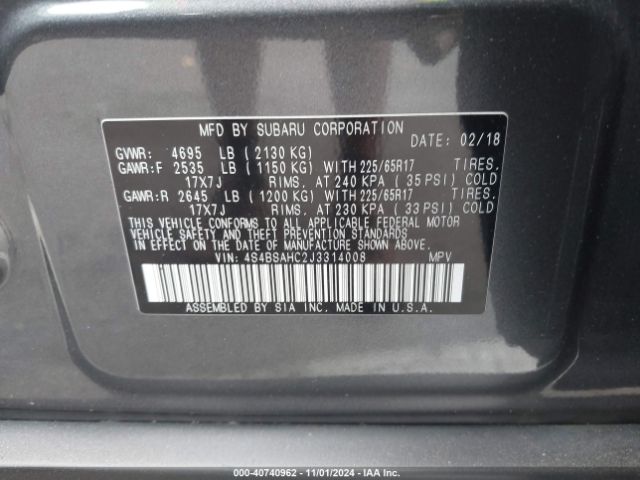 Photo 8 VIN: 4S4BSAHC2J3314008 - SUBARU OUTBACK 