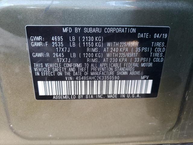 Photo 12 VIN: 4S4BSAHC2K3350590 - SUBARU OUTBACK 