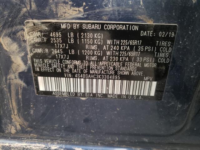 Photo 9 VIN: 4S4BSAHC3K3304895 - SUBARU OUTBACK 2. 