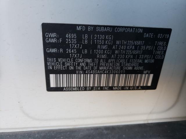 Photo 9 VIN: 4S4BSAHC4K3306011 - SUBARU OUTBACK 2. 