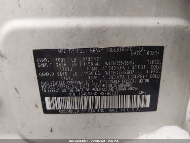 Photo 8 VIN: 4S4BSAHC5H3366727 - SUBARU OUTBACK 