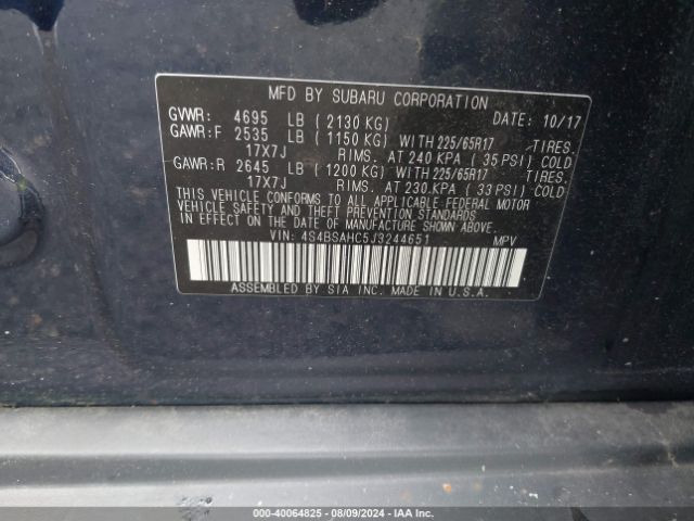 Photo 8 VIN: 4S4BSAHC5J3244651 - SUBARU OUTBACK 