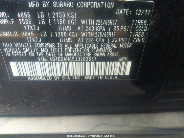 Photo 8 VIN: 4S4BSAHC5J3282557 - SUBARU OUTBACK 